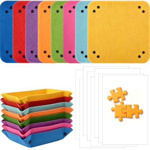 8 Pack Felt Puzzle Sorting Trays with 16 Puzzle Saver - Image 2