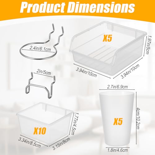 20 PCS Pegboard Bins and Cups with Hooks and Loops Peg - Image 4