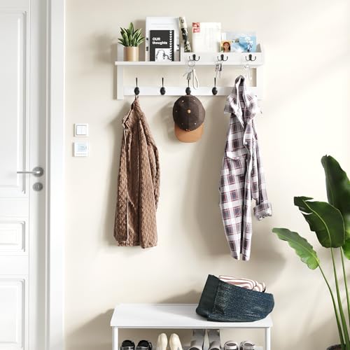 Wall Hooks with Shelf, 26.57 Inch Entryway Wood Coat Hooks - Image 8