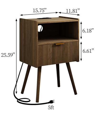 JOONEE Nightstand with Outlet,Modern Bedside Table with Storage - Image 3