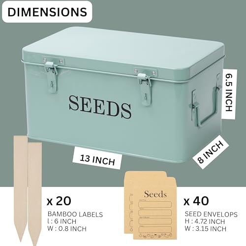 Large Modern Green Rectangular Metal Seed Storage Box - Image 4