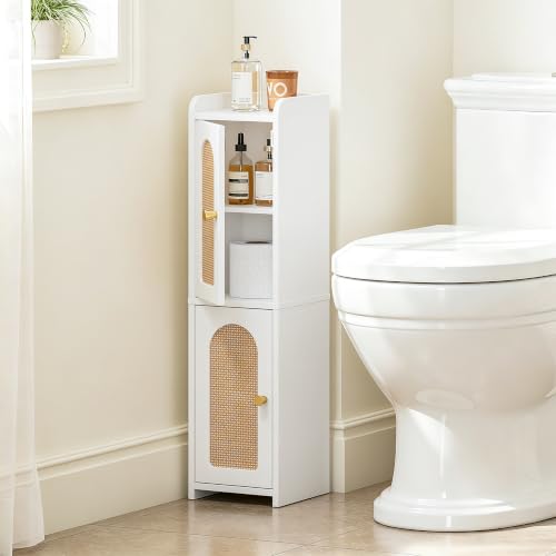 Spirich Slim Bathroom Storage Cabinet, Arched Rattan-Style Doors - Image 2