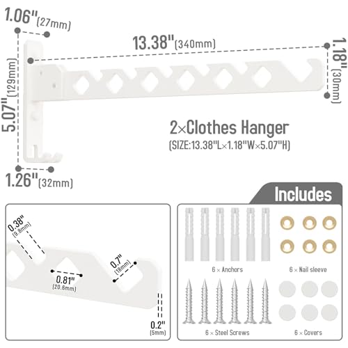 Wall Mounted Clothes Drying Rack, Wall Clothes Hanger Hook - Image 4