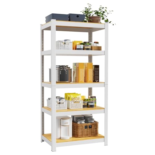 5 Tier Storage Shelves White Metal Garage Shelving 24"W x - Image 2