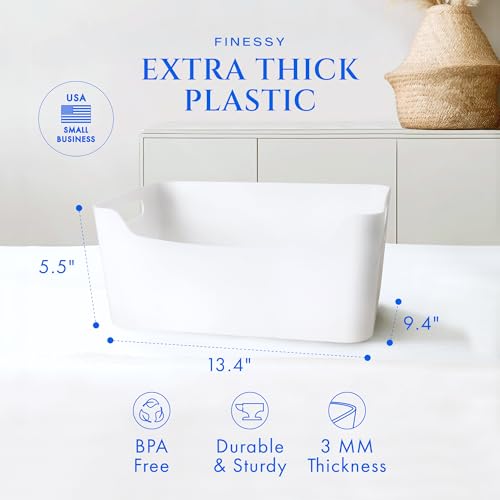 FINESSY White Plastic Storage Bins for Pantry with Handle 2 Pack - Image 5