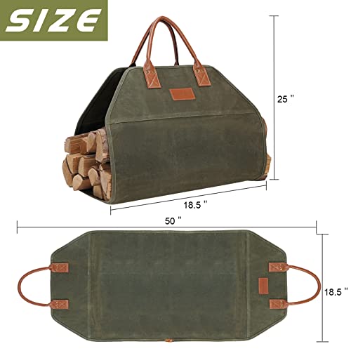 GOOD GAIN Firewood Carrier With Handle,36x18.5in Canvs Log - Image 4