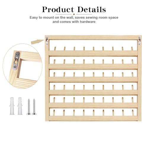 Premium 54 Spools Wooden Thread Rack – Wall Mounted Sewing - Image 6