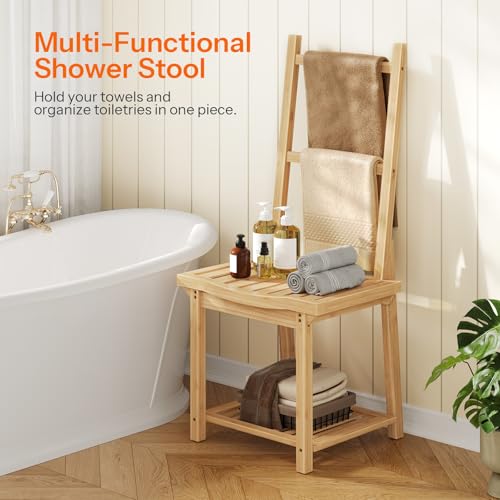 HOOBRO Freestanding Towel Rack for Bathroom, Bamboo Blanket Rack - Image 7