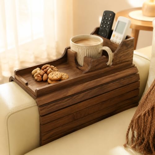 Acacia Couch Armrest Table, Over the Couch Arm Tray - Image 2