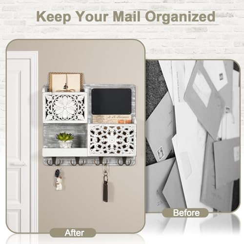 Mail Organizer Wall Mounted, 2 Slots Key Holder for Wall - Image 7