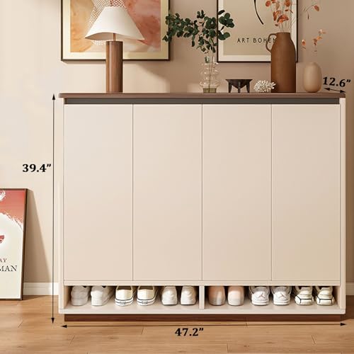 Walnut Wooden Shoe Organizer - Slim Free Standing Cabinet - Image 3
