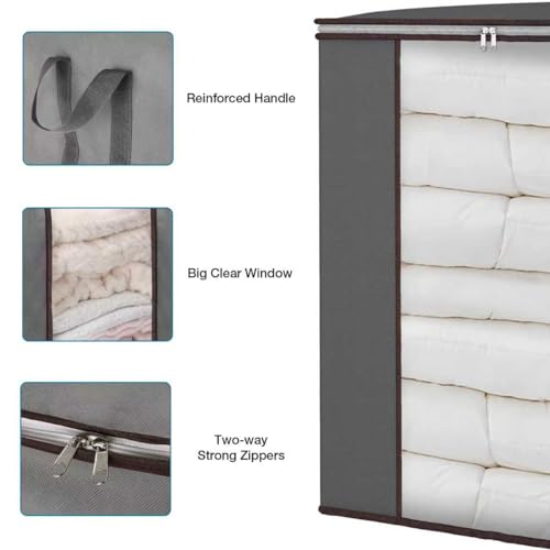60L Extra Large Clothes Storage Bags, 6 Pack Blanket & Clothing - Image 4