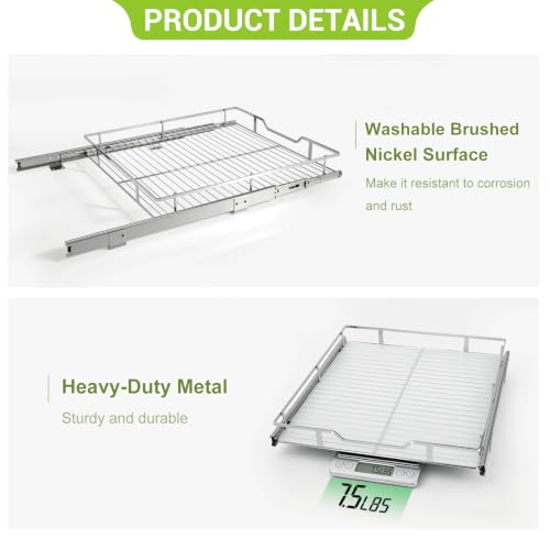 Pull Out Cabinet Organizer 20" W X 21" D, Chrome - Image 7