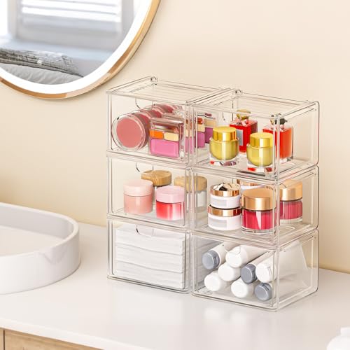 caktraie 6-Pack Acrylic Stackable Storage Drawers for Vanity - Image 8