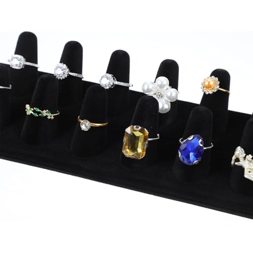 3 Pack Black Velvet Ring Display Stand, Double Row Jewelry Ring - Image 4