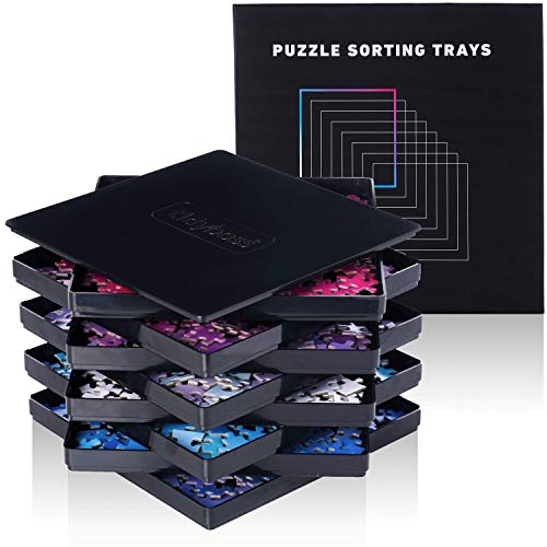 8 Black Puzzle Sorting Trays with Lid 10" x 10" | Puzzle - Image 2
