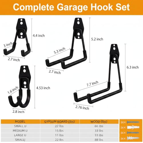 Garage Hooks, 12 Pack Wall Hooks for Hanging Heavy Duty Ladders - Image 3