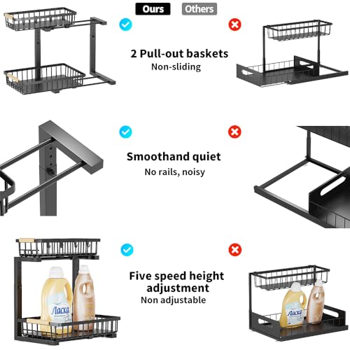 Under Sink Organizer, 2 Tier Metal Under Sink Organizers - Image 5
