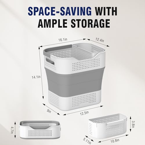 TECHMILLY Collapsible Plastic Laundry Basket Hamper - Image 4