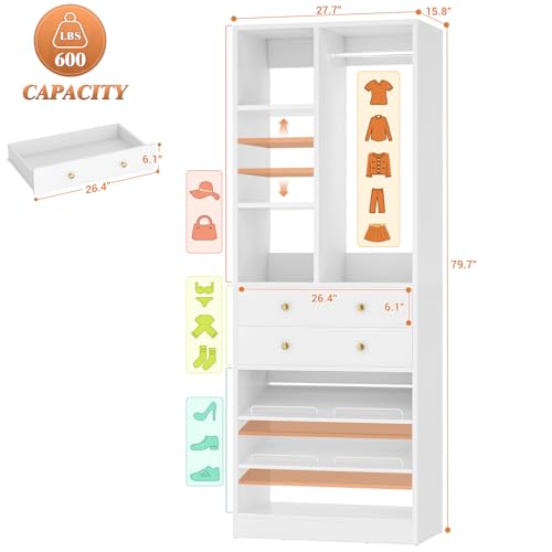 Besiost Closet System, 28"/2.4 FT Small Closet Organizer System - Image 4