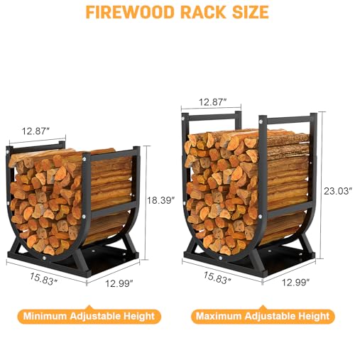 Firewood Rack, Outdoor/Indoor Firewood Adjustable Height Storage - Image 4