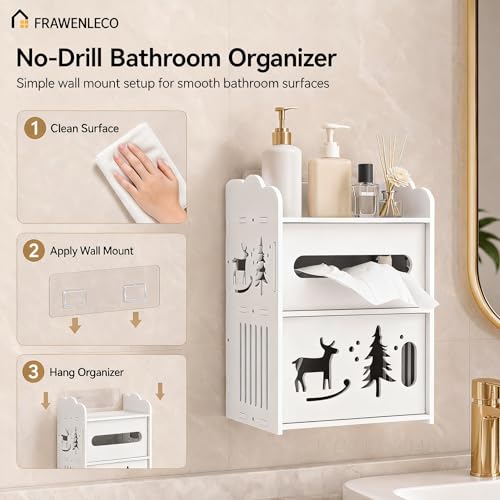Wall Mounted Bathroom Organizer with Tissue Box Holder - Image 5
