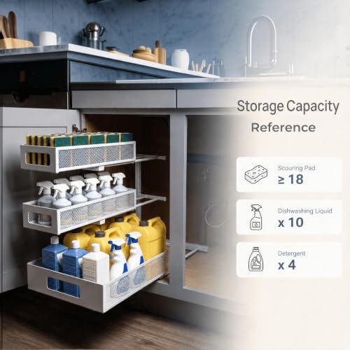 3-Tier Under Sink Organizer, Pull-Out Drawers, 2-Pack White - Image 7