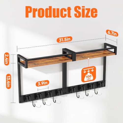 Broom Holder Wall Mount with Shelf, 15.7" Wx6.7 Dx15.7 H, 2 Packs - Image 3