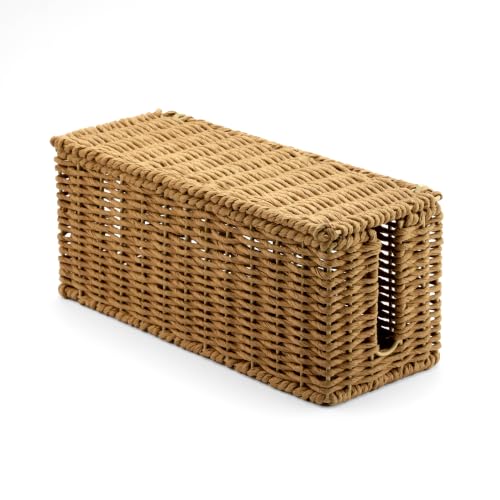 Handwoven Natural Raffia Cable Management Box with L | All Products - Image 6