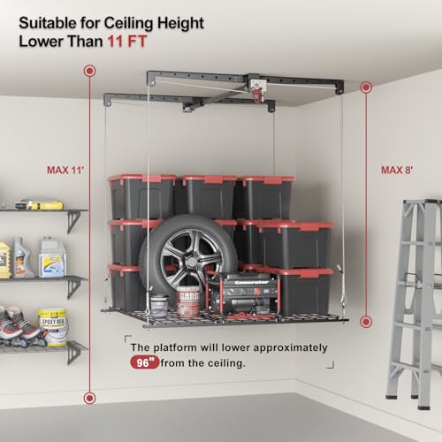 Overhead Garage Storage Lift, 4x4 Ft Ceiling Storage - Image 4