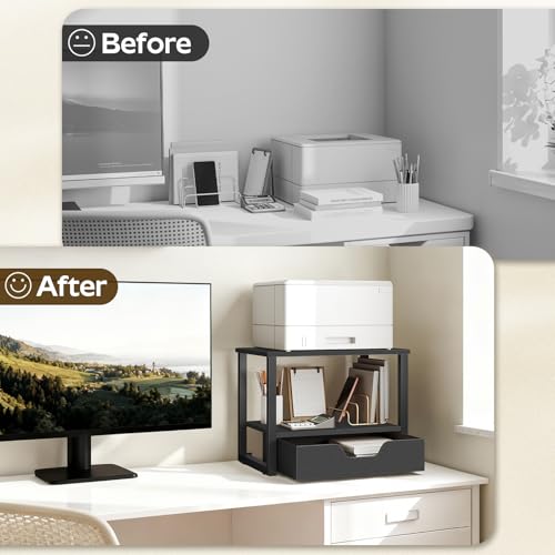 Desktop Printer Stand, 2-Tier Printer Table with Non-Woven Drawer - Image 5