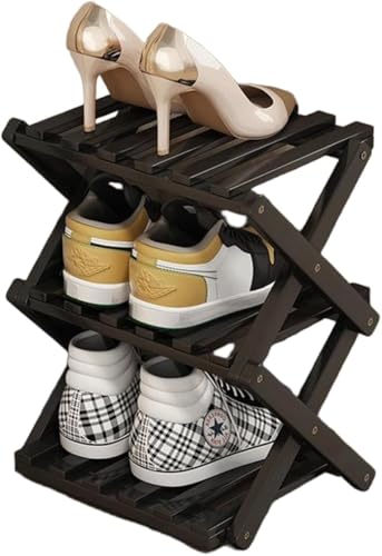 YYW Bamboo Shoe Rack, Foldable Vertical Free Standing Shoe - Image 2