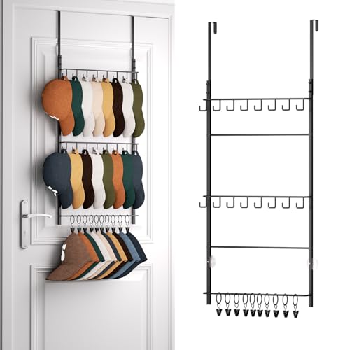 HapiRm Over Door Hat Rack - 3 Tier Wall Mounted Hat - Image 2
