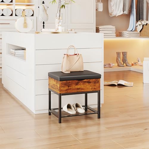 Shoe Storage Bench, Small Ottoman with Storage - Image 7