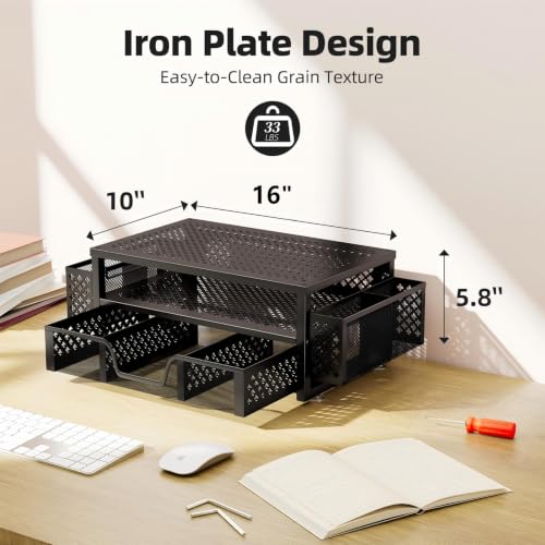 Simple Trending Monitor Stand with Drawer, 2-Tier Laptop Stand - Image 3