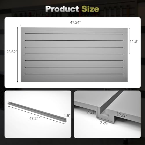 Hohuqeri Slatwall Panel Garage Wall Organizer, Grey, 2'H x 4'W - Image 3