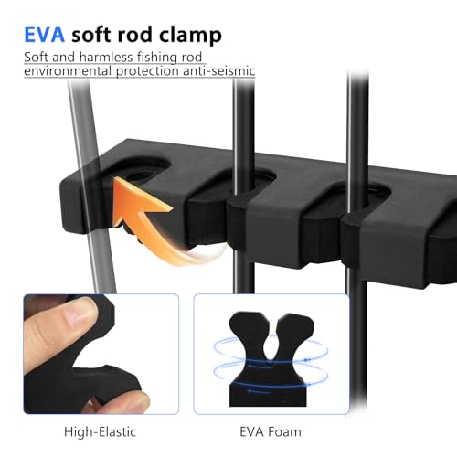 2-Set Vertical Fishing Rod Holders Wall-Mounted Holds 12 Rods - Image 7