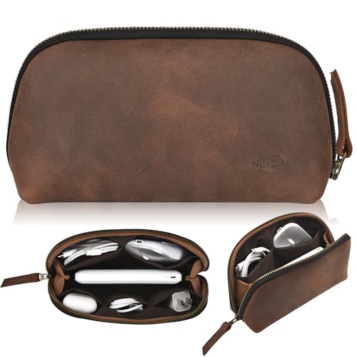 Leather Tech Pouch for Cables Chargers Phone | Tech Bag | Zipper - Image 2