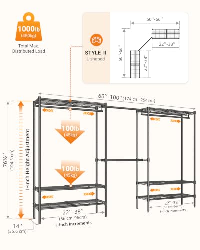 Expandable Heavy Duty Clothes Rack with shelves closet - Image 3
