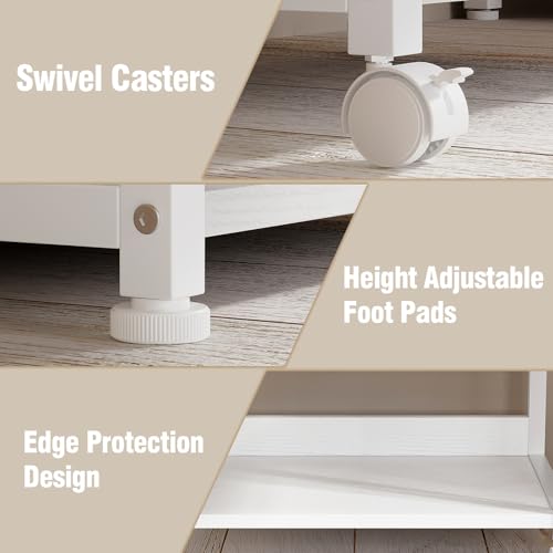 Large Printer Stand with Storage Fabric Drawer Under Desk - Image 6