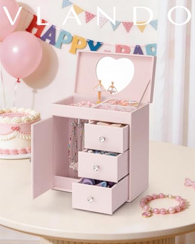 VLANDO 4 Layer Musical Jewelry Box, 3 Drawers Storage - Image 3