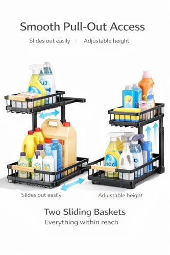 Lumela Under Sink Organizer, 2-Tier Slide-Out Cabinet Organizer - Image 2