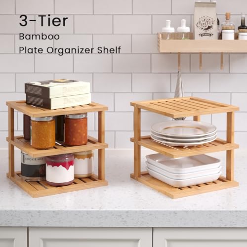 2 Pack Bamboo Corner Shelf,3 Tier Kitchen Cabinet - Image 5