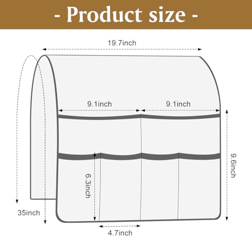 Sofa Armrest Organizer Arm Chair Caddy for Recliner, Chocolate - Image 3