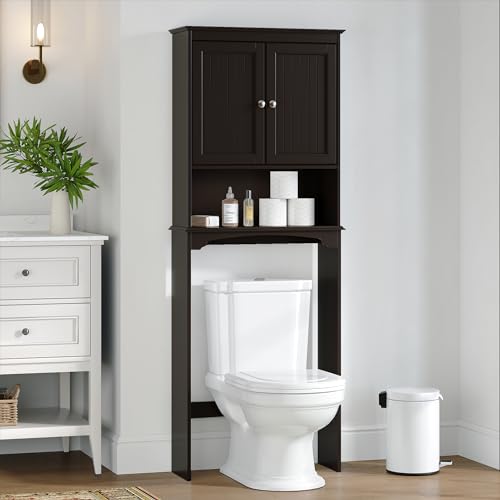 Spirich Over Toilet Storage Cabinet with Doors, Espresso Bathroom - Image 2