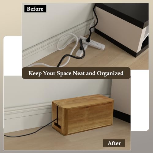 Acacia Wood Cord Management Box, Magnetic Lid - Image 5