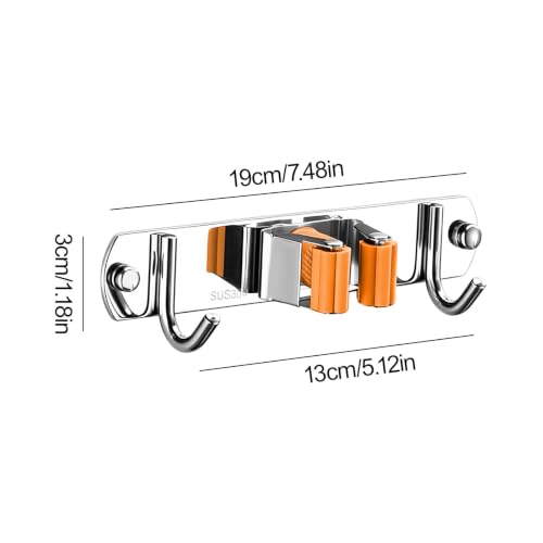 Steel Broom Holder Wall Mount Mop Holder Utility Tool Organizer - Image 3