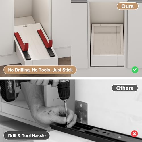 Pull out Cabinet Organizer,7"-11"W,17"-24"D,Expandable,Adhesive - Image 6