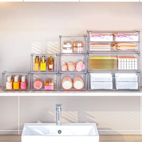 caktraie 6-Pack Acrylic Stackable Storage Drawers for Vanity - Image 7