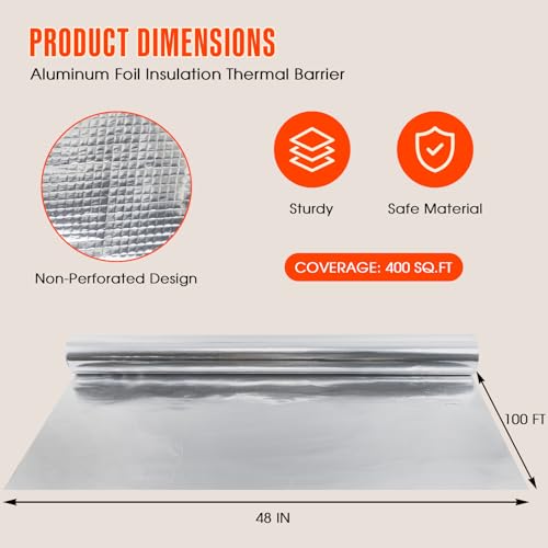 Sauna Foil Vapor Barrier, 4FT x 100FT 400 sqft Aluminum - Image 3